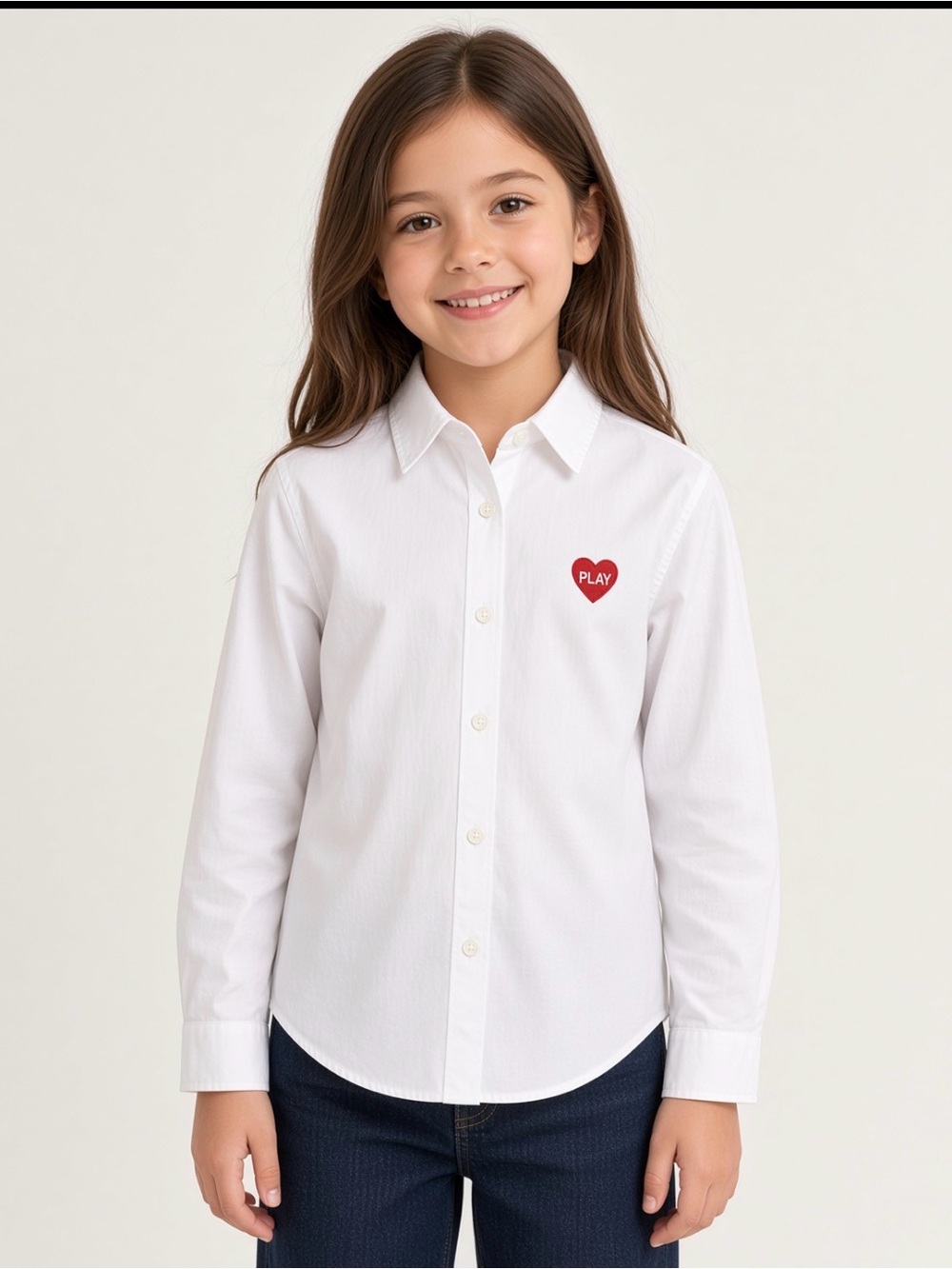 PLAY Comme des Garçons Kids White Heart Shirt Girls 6Y NWT